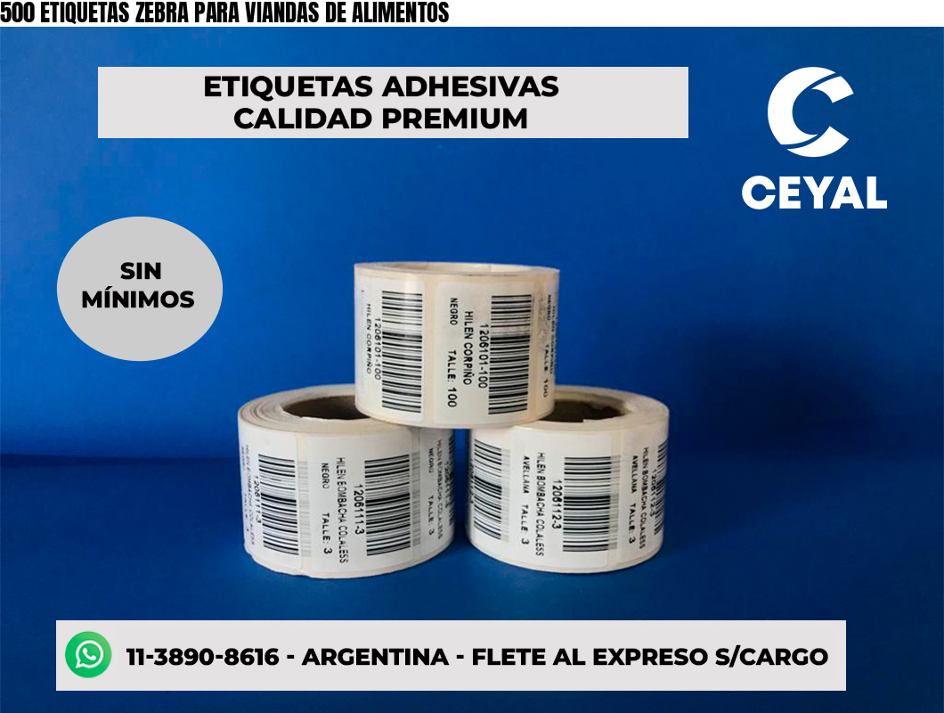 500 ETIQUETAS ZEBRA PARA VIANDAS DE ALIMENTOS