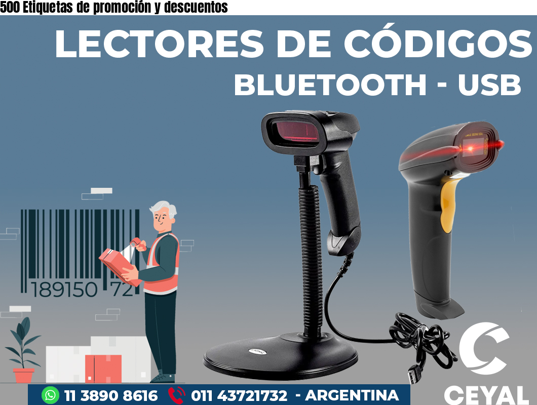 500 Etiquetas de promoción y descuentos