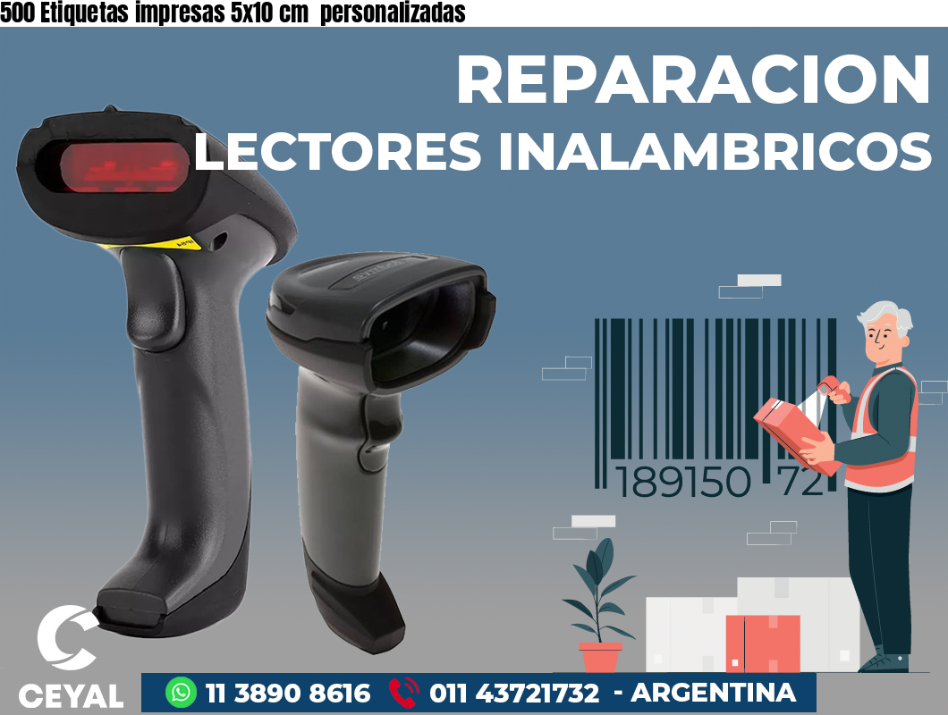 500 Etiquetas impresas 5x10 cm personalizadas