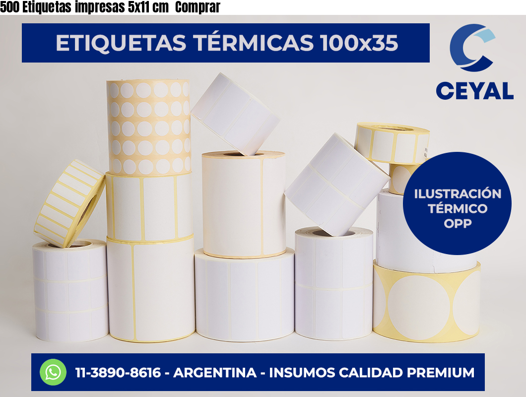 500 Etiquetas impresas 5×11 cm  Comprar