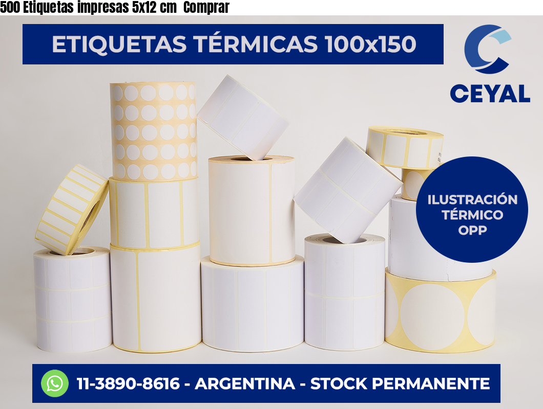 500 Etiquetas impresas 5×12 cm  Comprar