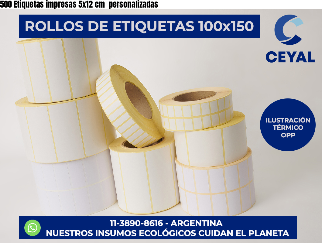 500 Etiquetas impresas 5×12 cm  personalizadas