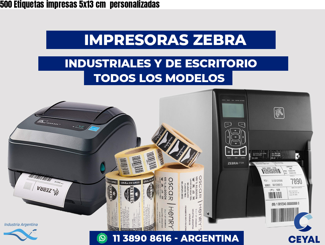 500 Etiquetas impresas 5x13 cm  personalizadas