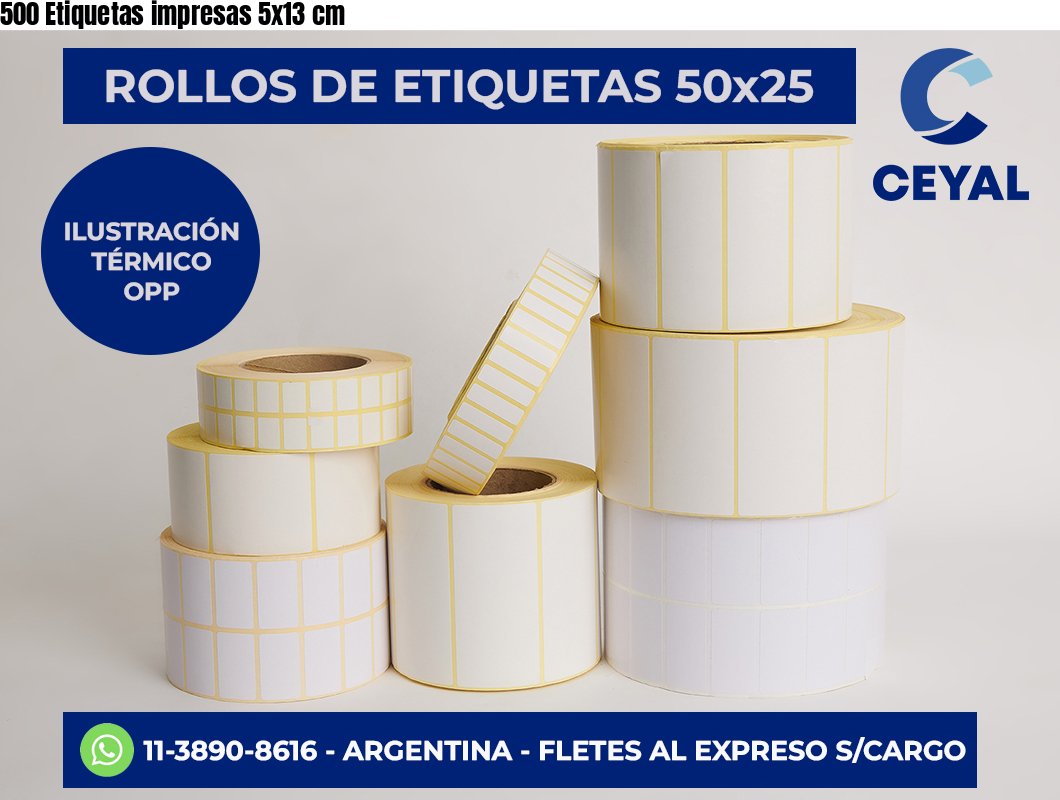 500 Etiquetas impresas 5×13 cm