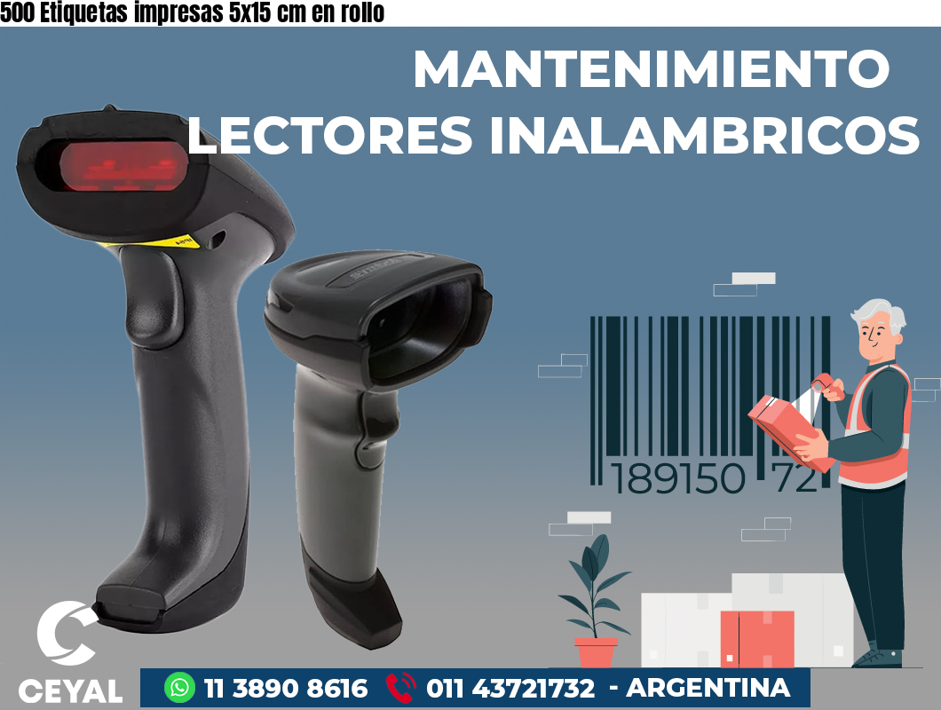 500 Etiquetas impresas 5x15 cm en rollo