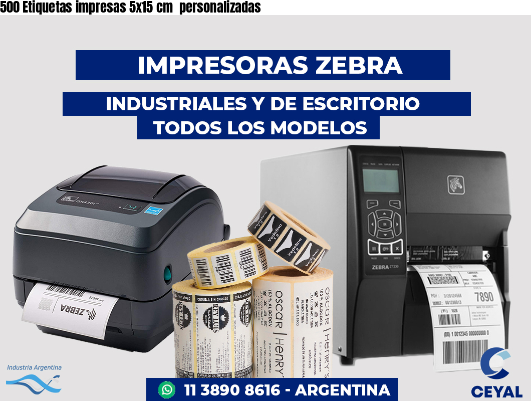 500 Etiquetas impresas 5x15 cm personalizadas