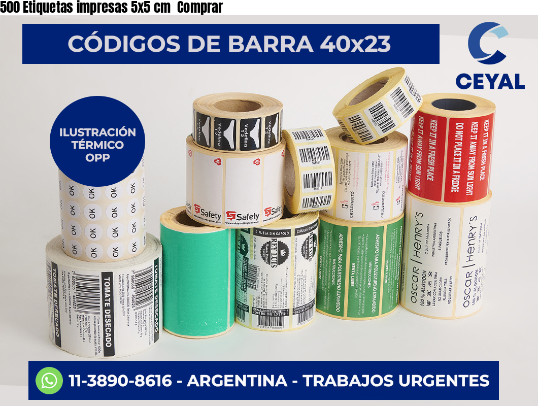 500 Etiquetas impresas 5×5 cm  Comprar