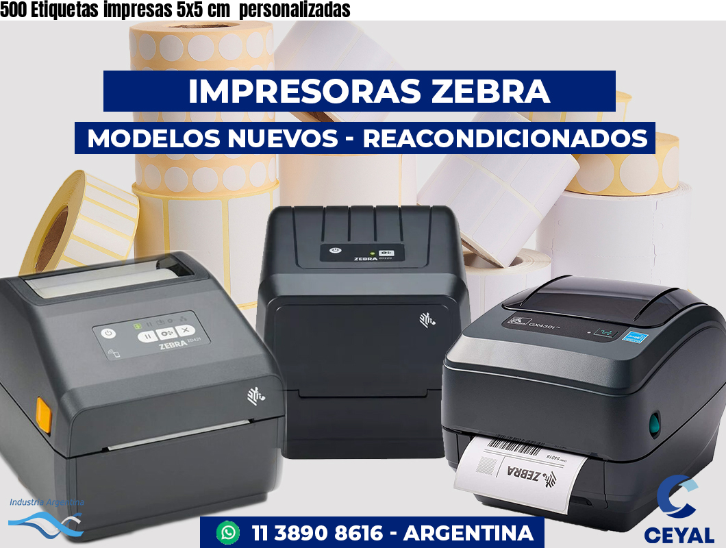 500 Etiquetas impresas 5x5 cm personalizadas