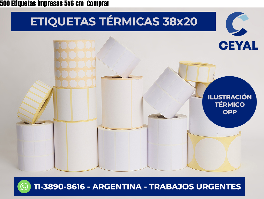500 Etiquetas impresas 5×6 cm  Comprar