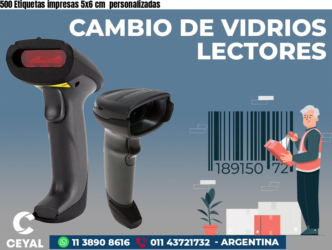 500 Etiquetas impresas 5x6 cm personalizadas