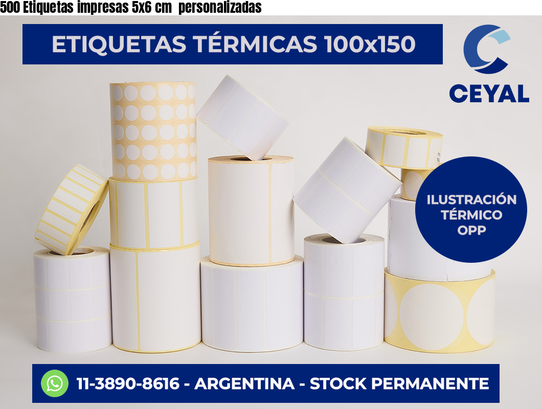 500 Etiquetas impresas 5×6 cm  personalizadas