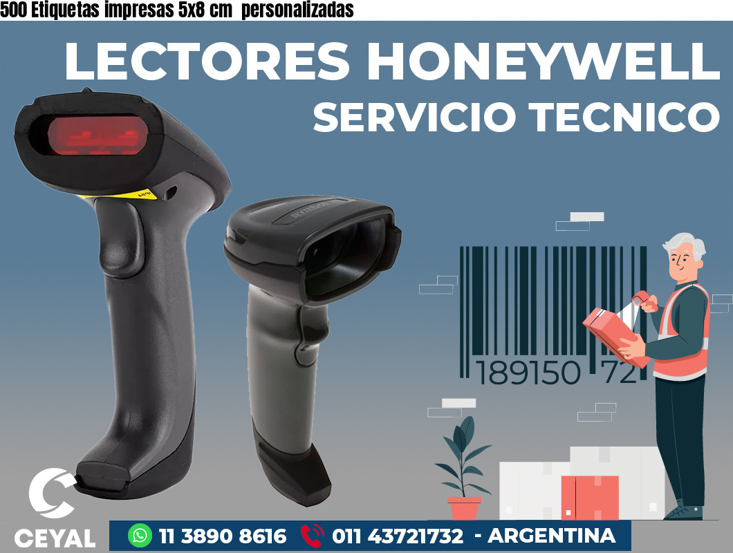 500 Etiquetas impresas 5x8 cm personalizadas