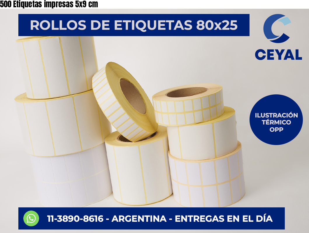 500 Etiquetas impresas 5×9 cm