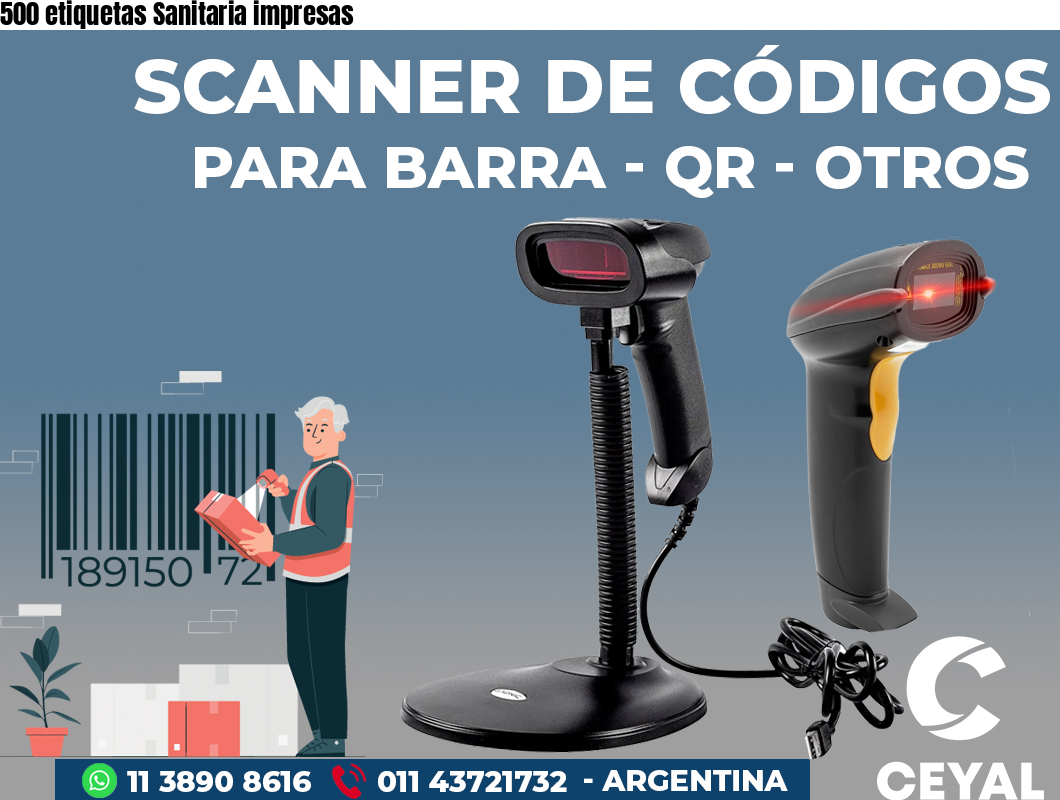 500 etiquetas Sanitaria impresas