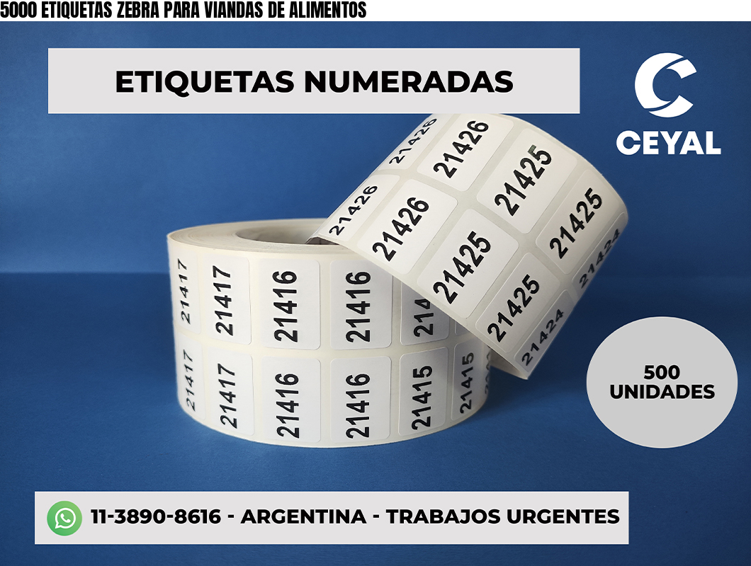 5000 ETIQUETAS ZEBRA PARA VIANDAS DE ALIMENTOS
