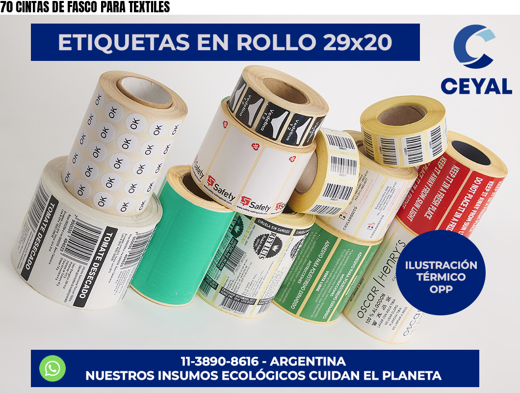 70 CINTAS DE FASCO PARA TEXTILES