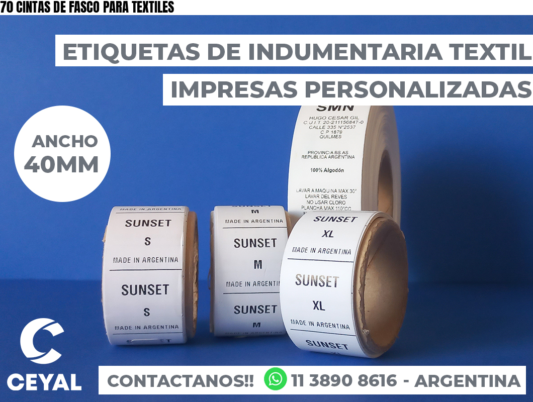 70 CINTAS DE FASCO PARA TEXTILES