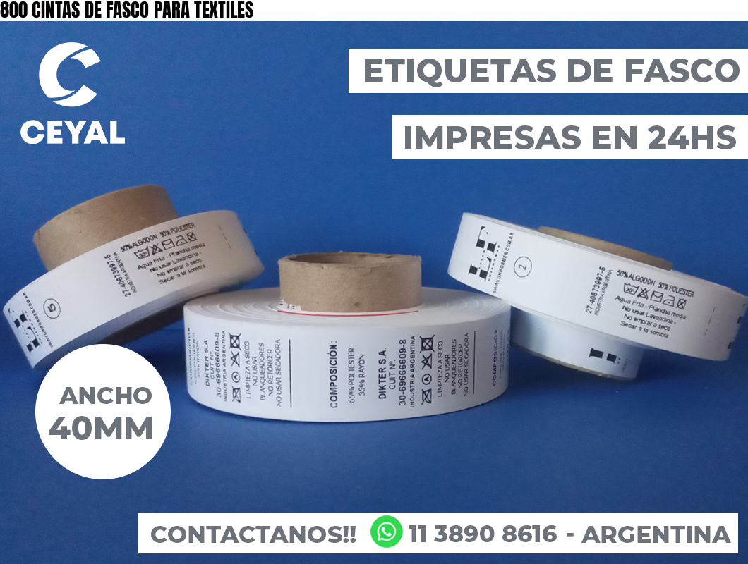 800 CINTAS DE FASCO PARA TEXTILES