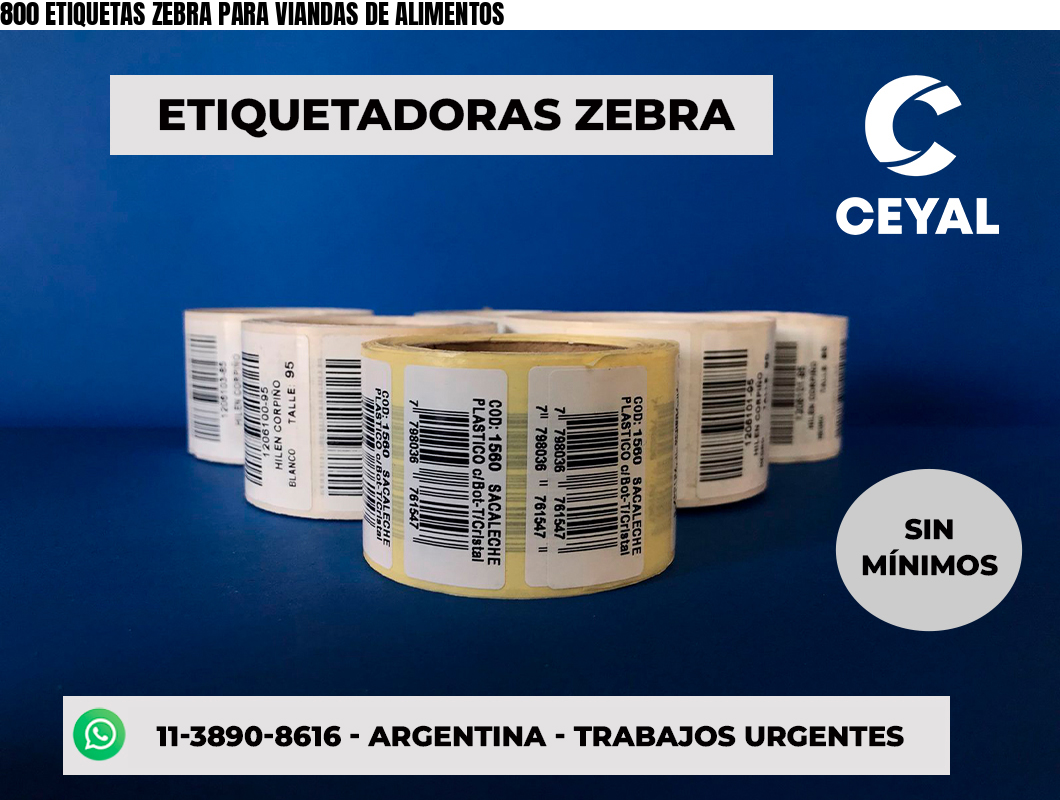 800 ETIQUETAS ZEBRA PARA VIANDAS DE ALIMENTOS