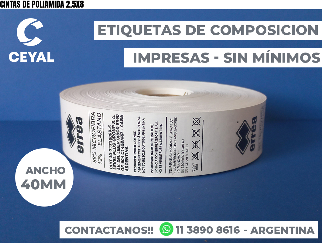 CINTAS DE POLIAMIDA 2.5X8