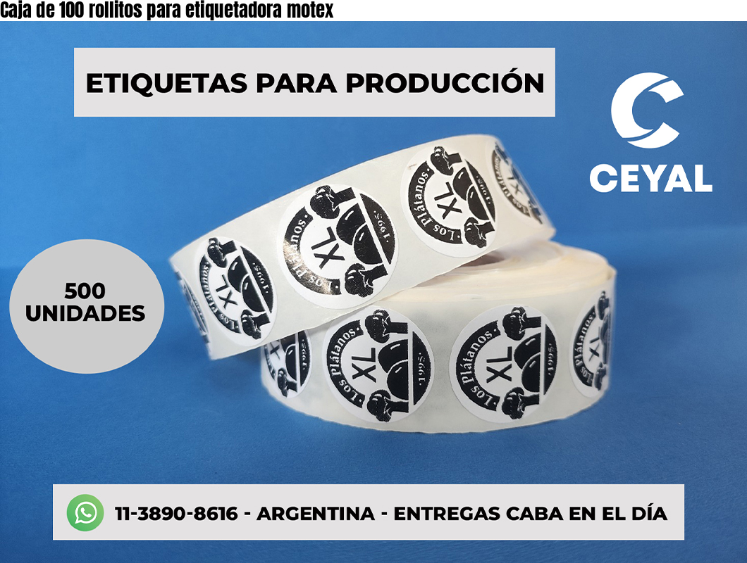 Caja de 100 rollitos para etiquetadora motex