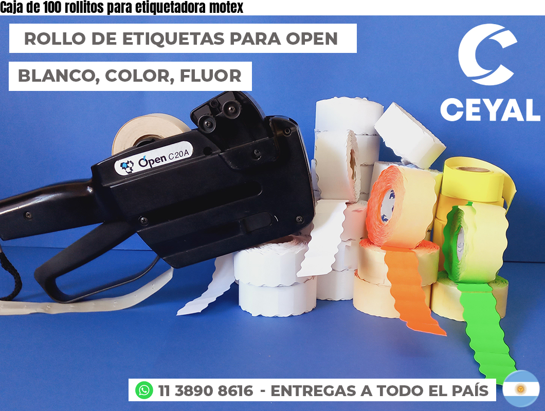 Caja de 100 rollitos para etiquetadora motex