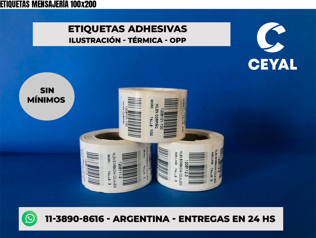ETIQUETAS MENSAJERÍA 100x200