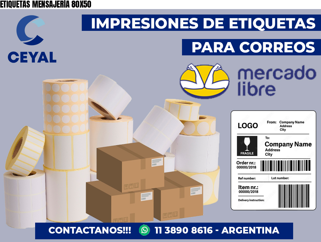 ETIQUETAS MENSAJERÍA 80X50