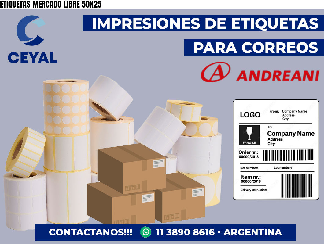 ETIQUETAS MERCADO LIBRE 50X25