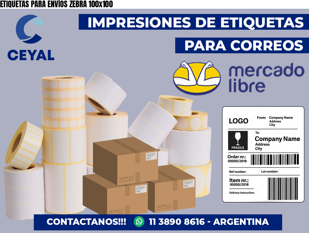 ETIQUETAS PARA ENVÍOS ZEBRA 100×100