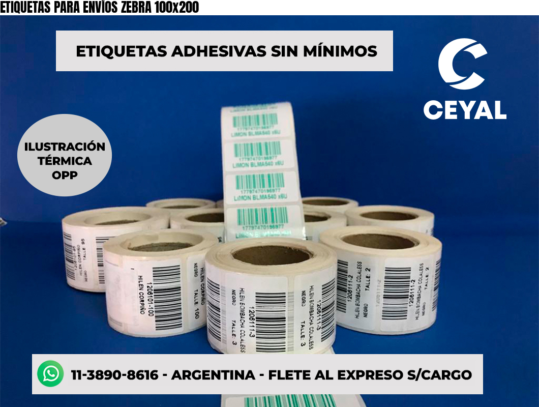 ETIQUETAS PARA ENVÍOS ZEBRA 100x200