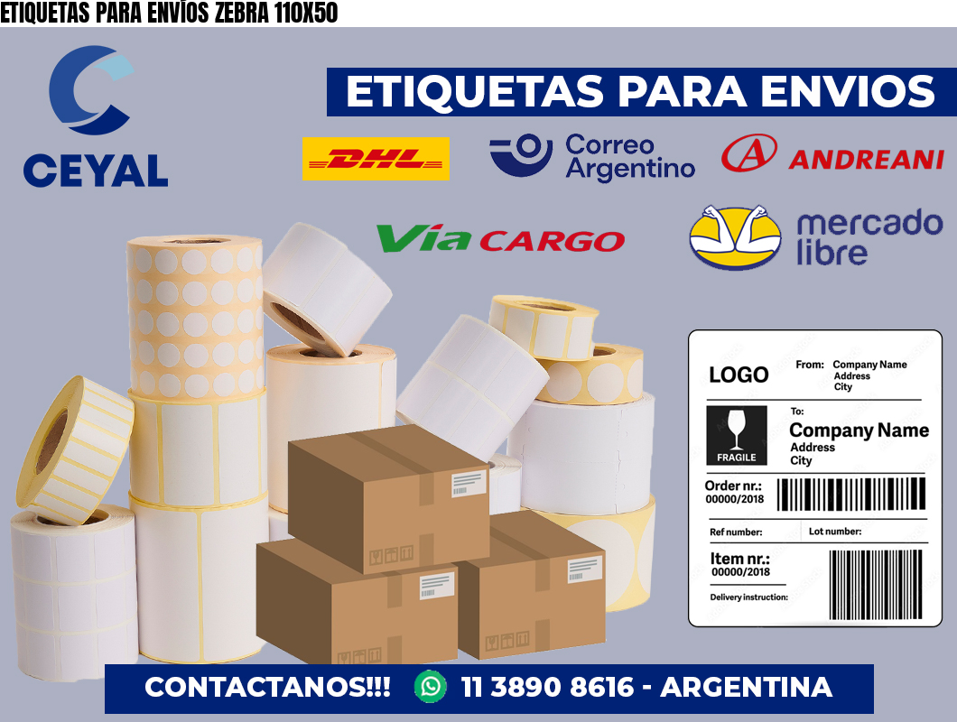 ETIQUETAS PARA ENVÍOS ZEBRA 110X50