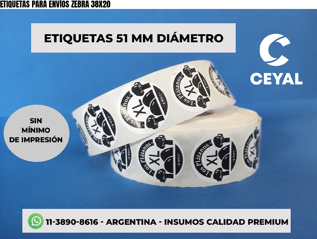ETIQUETAS PARA ENVÍOS ZEBRA 38X20