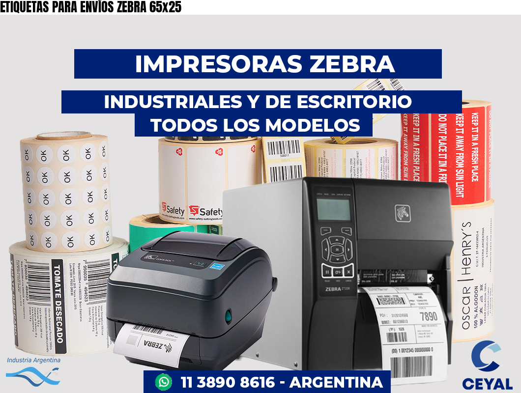 ETIQUETAS PARA ENVÍOS ZEBRA 65x25