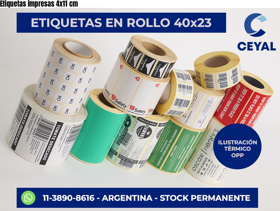 Etiquetas impresas 4×11 cm