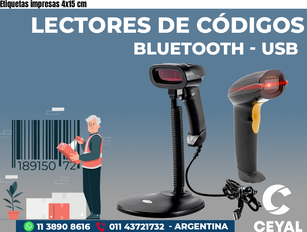 Etiquetas impresas 4x15 cm