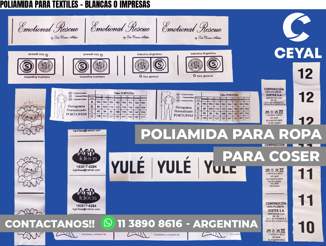POLIAMIDA PARA TEXTILES – BLANCAS O IMPRESAS