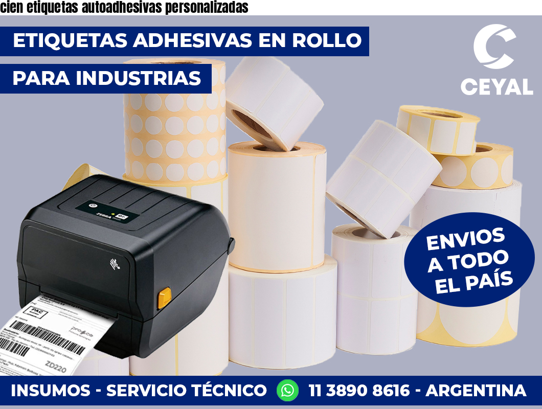 cien etiquetas autoadhesivas personalizadas