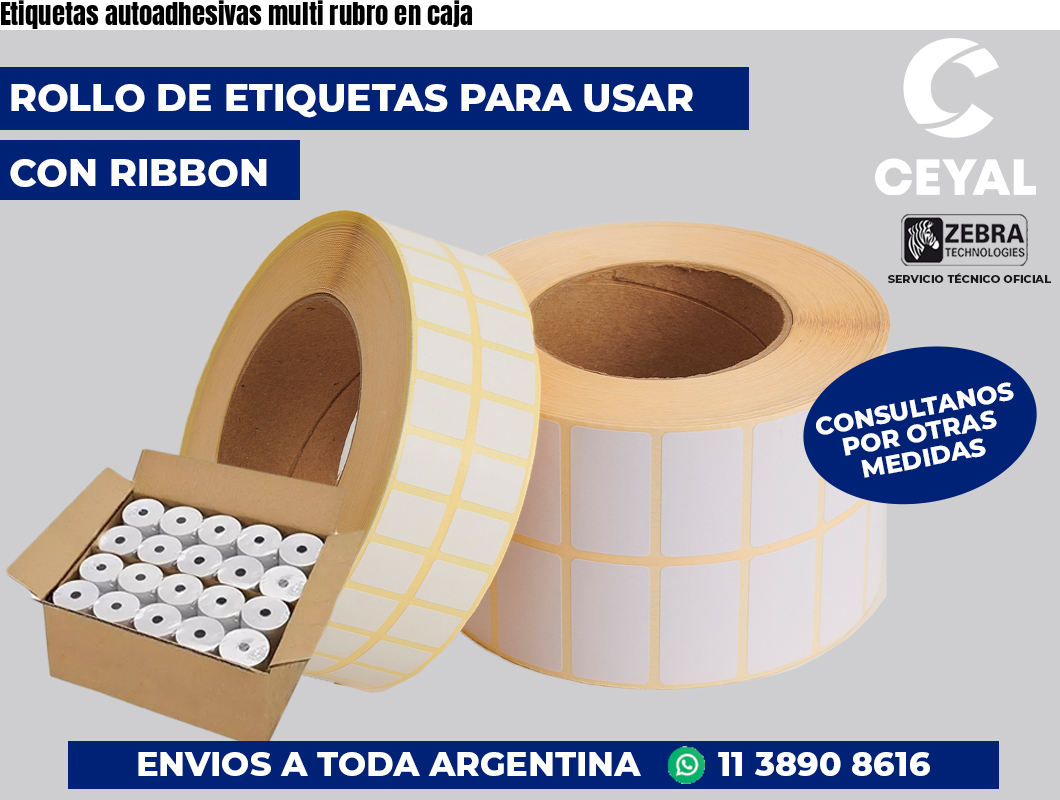 Etiquetas autoadhesivas multi rubro en caja