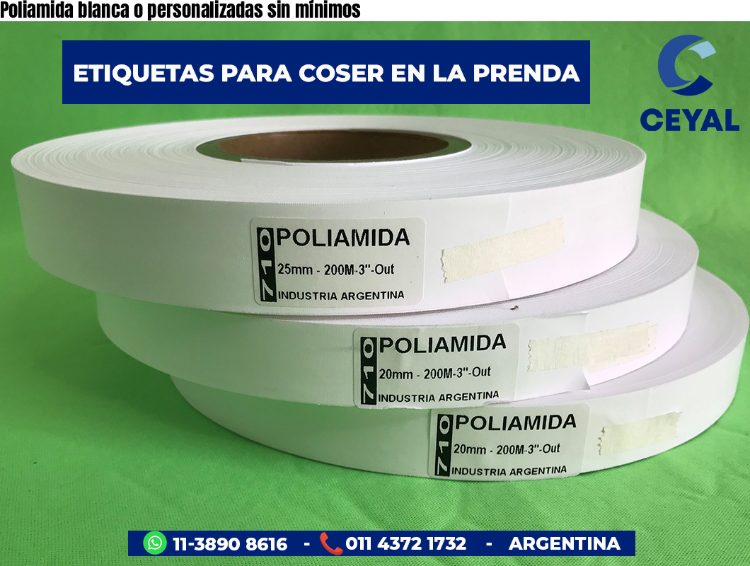 Poliamida blanca o personalizadas sin mínimos