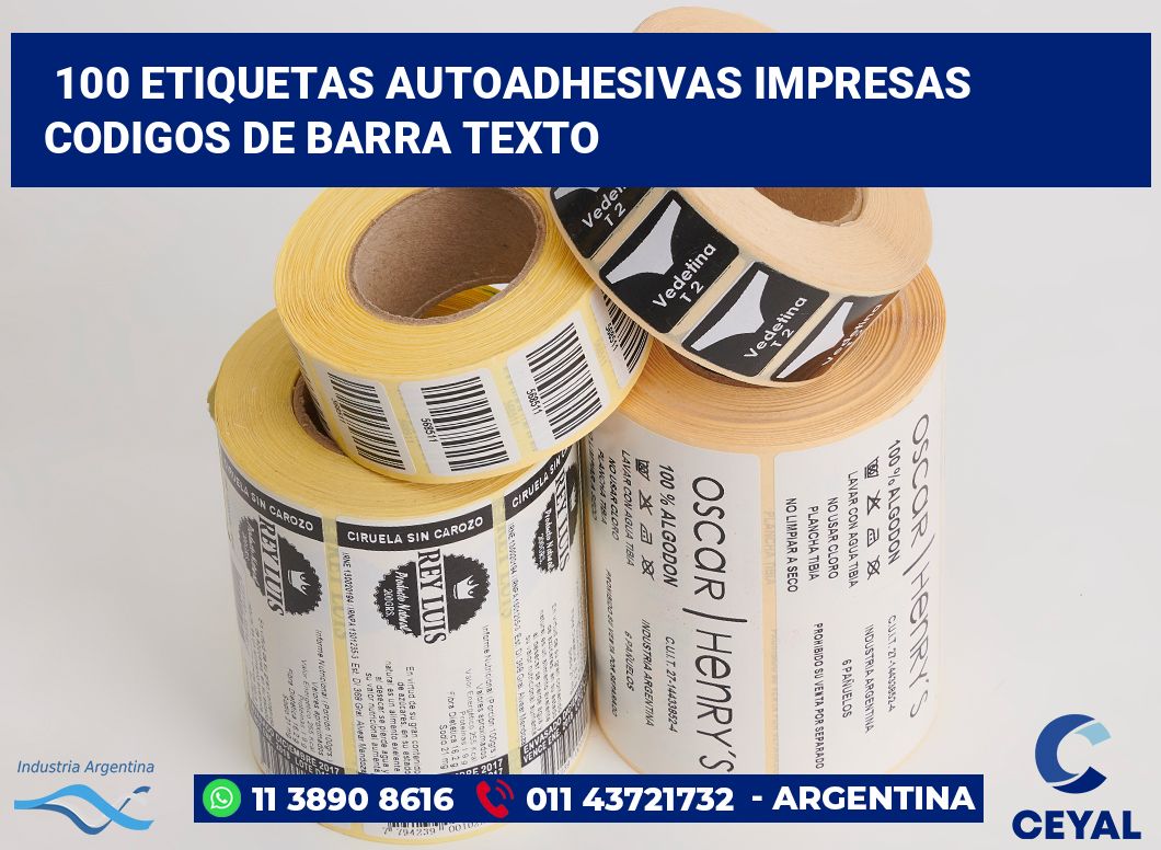100 Etiquetas autoadhesivas impresas codigos de barra texto