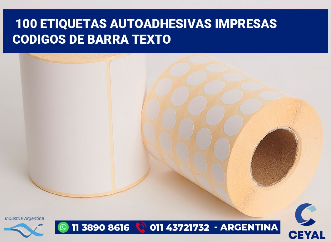 100 Etiquetas autoadhesivas impresas codigos de barra texto