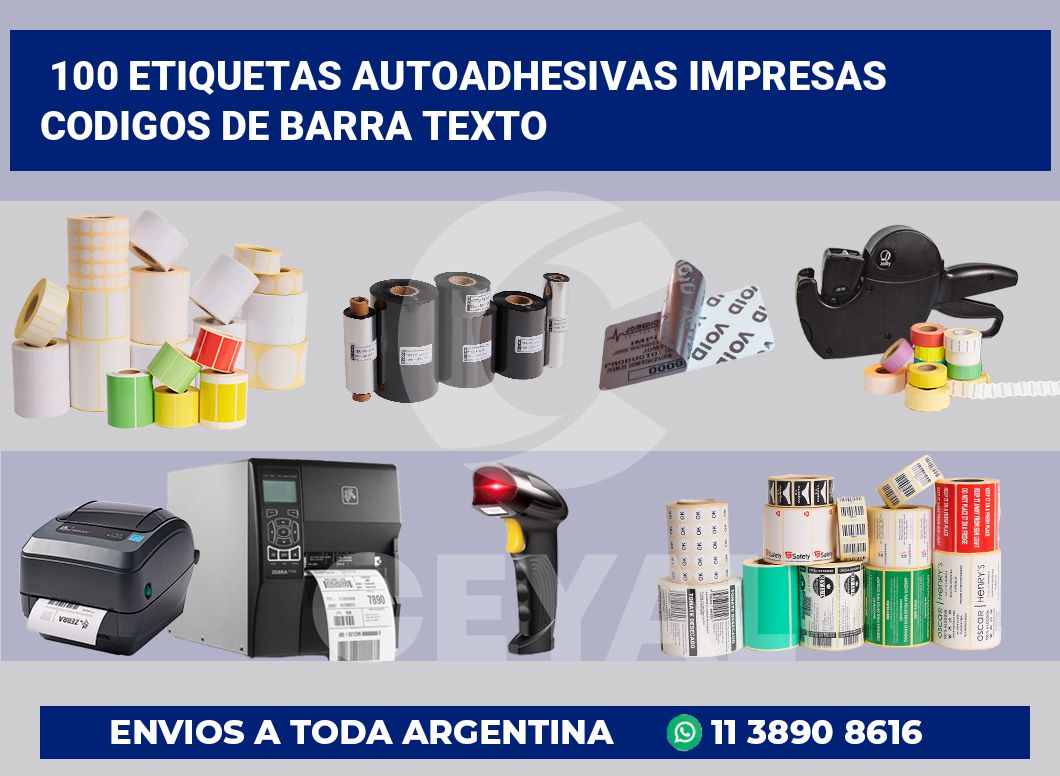 100 Etiquetas autoadhesivas impresas codigos de barra texto