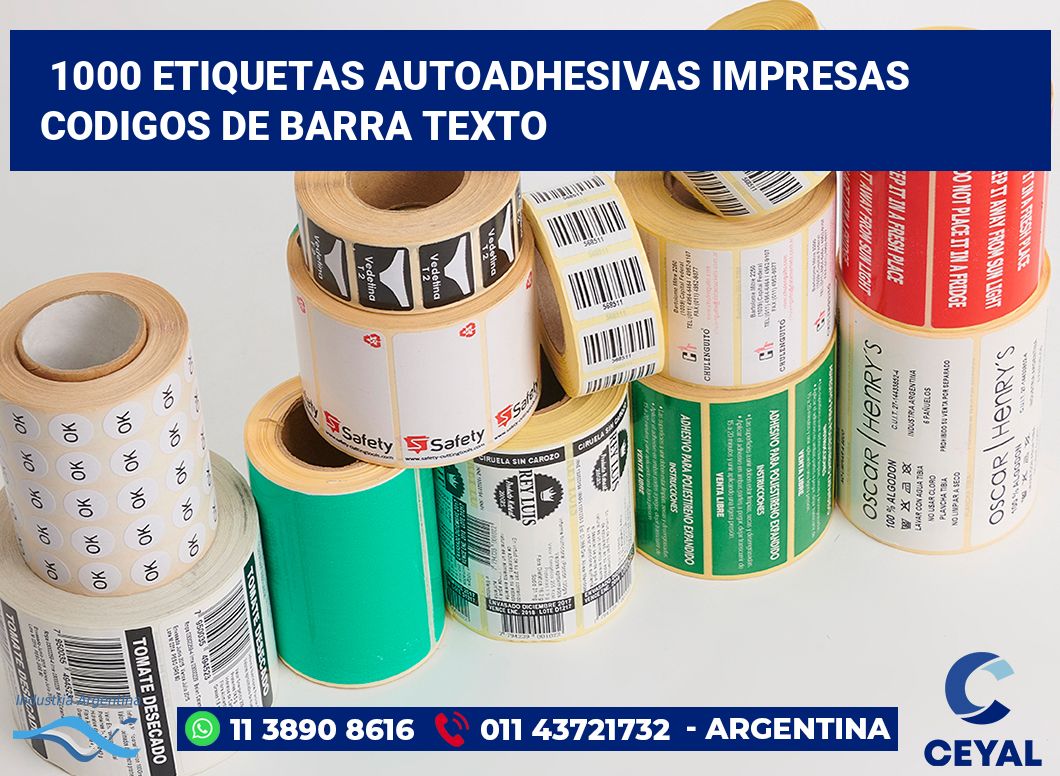 1000 Etiquetas autoadhesivas impresas codigos de barra texto