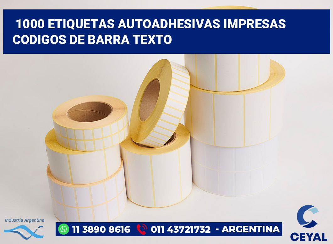 1000 Etiquetas autoadhesivas impresas codigos de barra texto