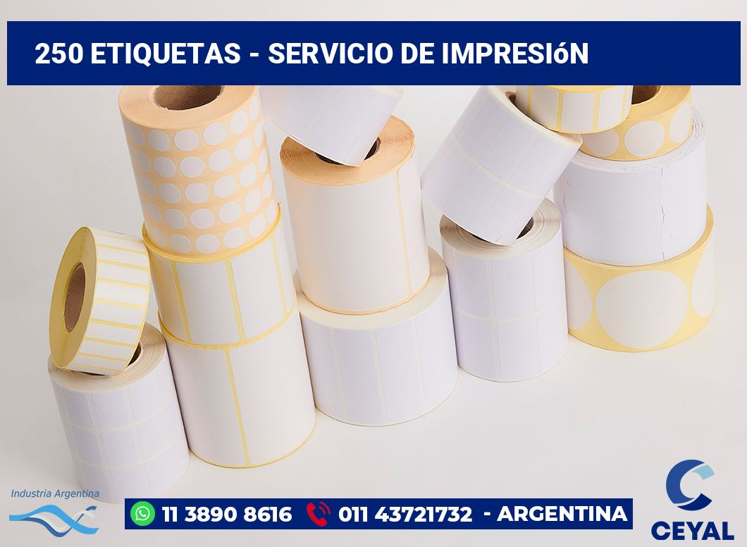 250 etiquetas - servicio de impresión