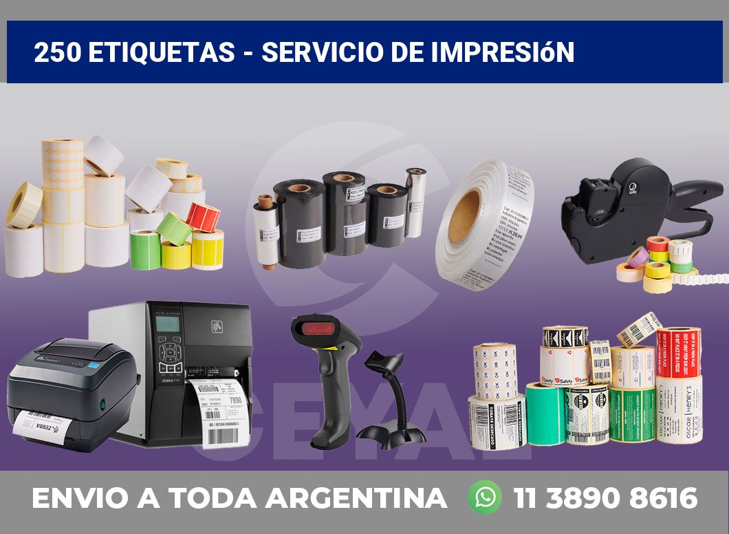 250 etiquetas – servicio de impresión