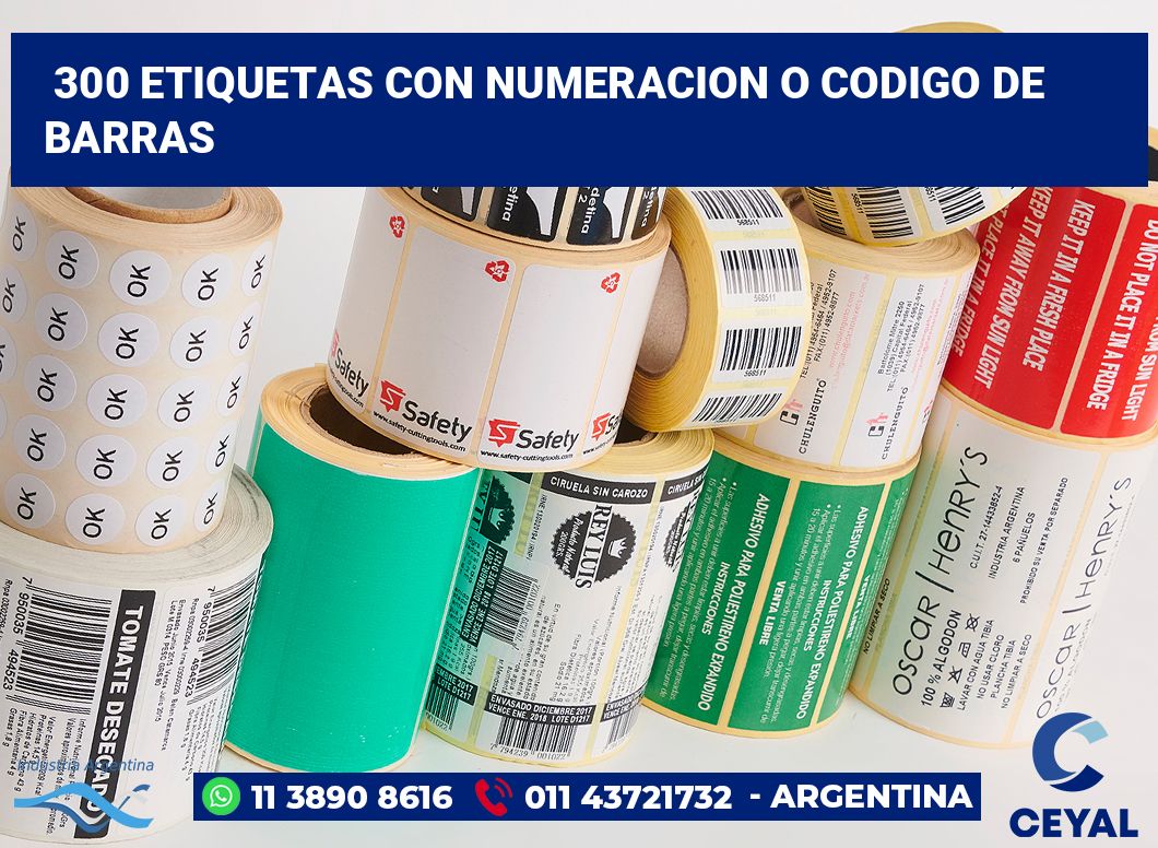300 Etiquetas con numeracion o codigo de barras