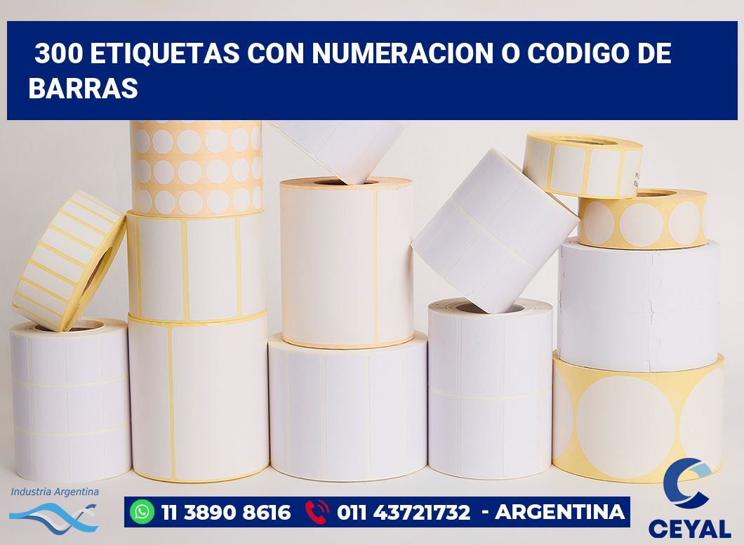 300 Etiquetas con numeracion o codigo de barras