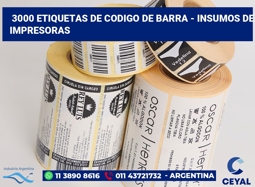 3000 Etiquetas de codigo de barra - insumos de impresoras